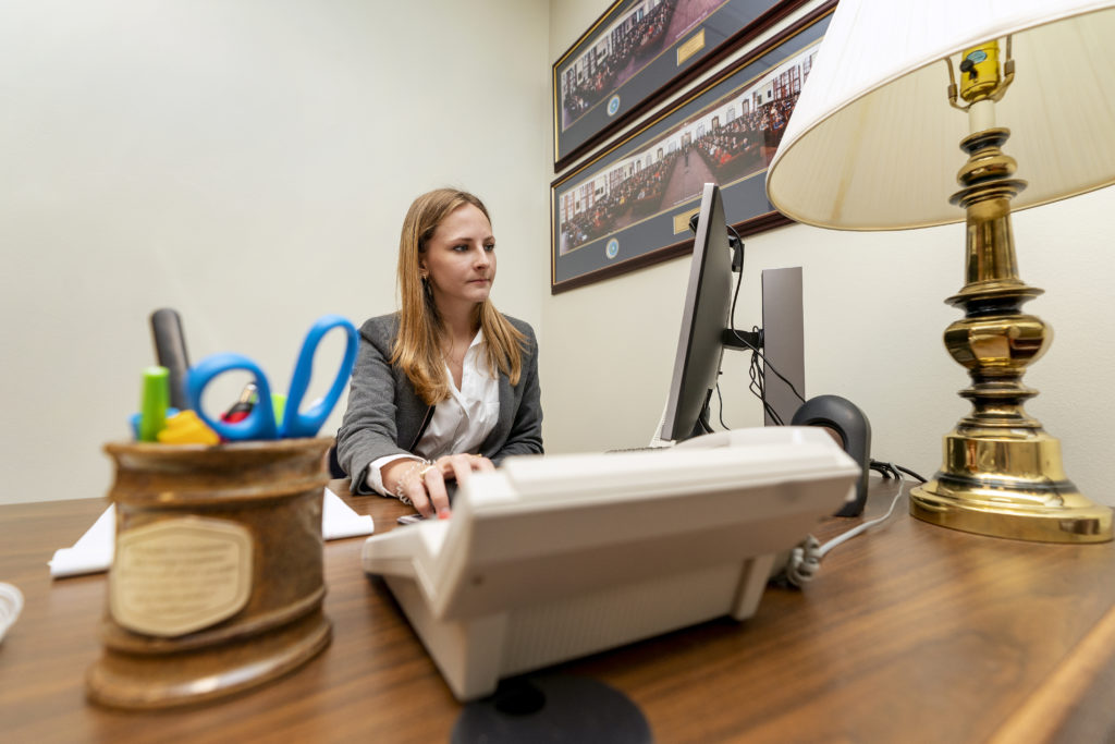 Student sitting at a desk.