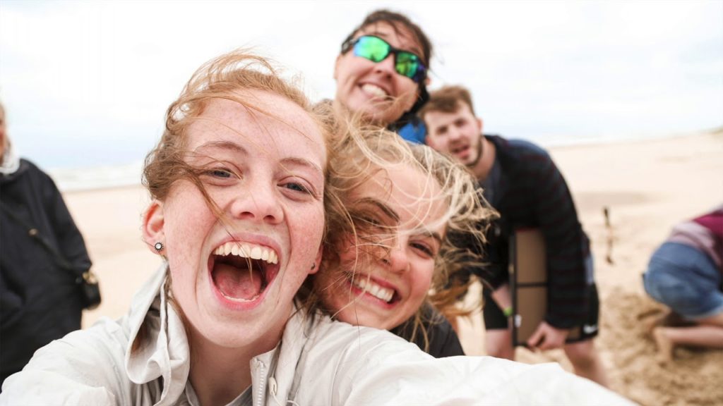 Students smiling cheerfully