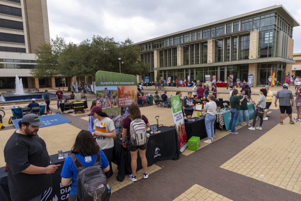 Shot of student organizations set up outside of MSC