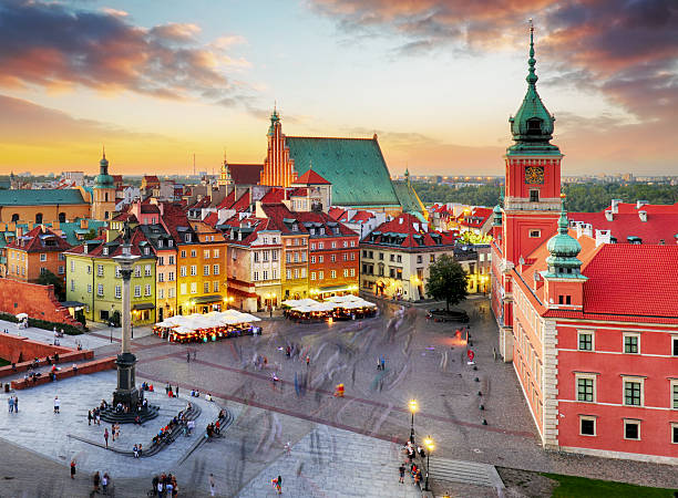 High view of a Poland city square
