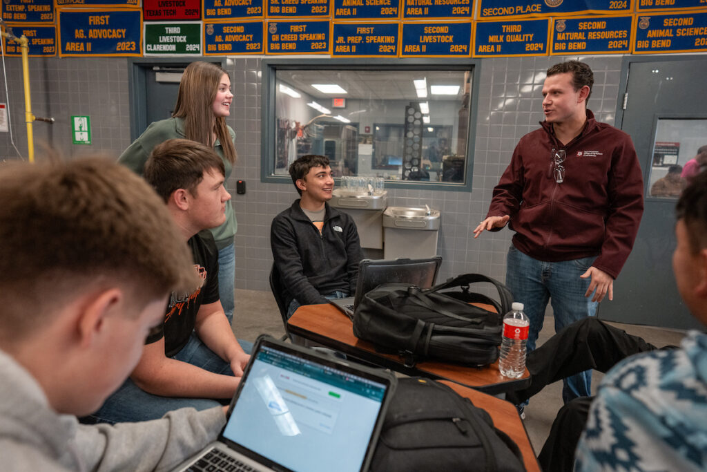 Students sitting together and talking. 